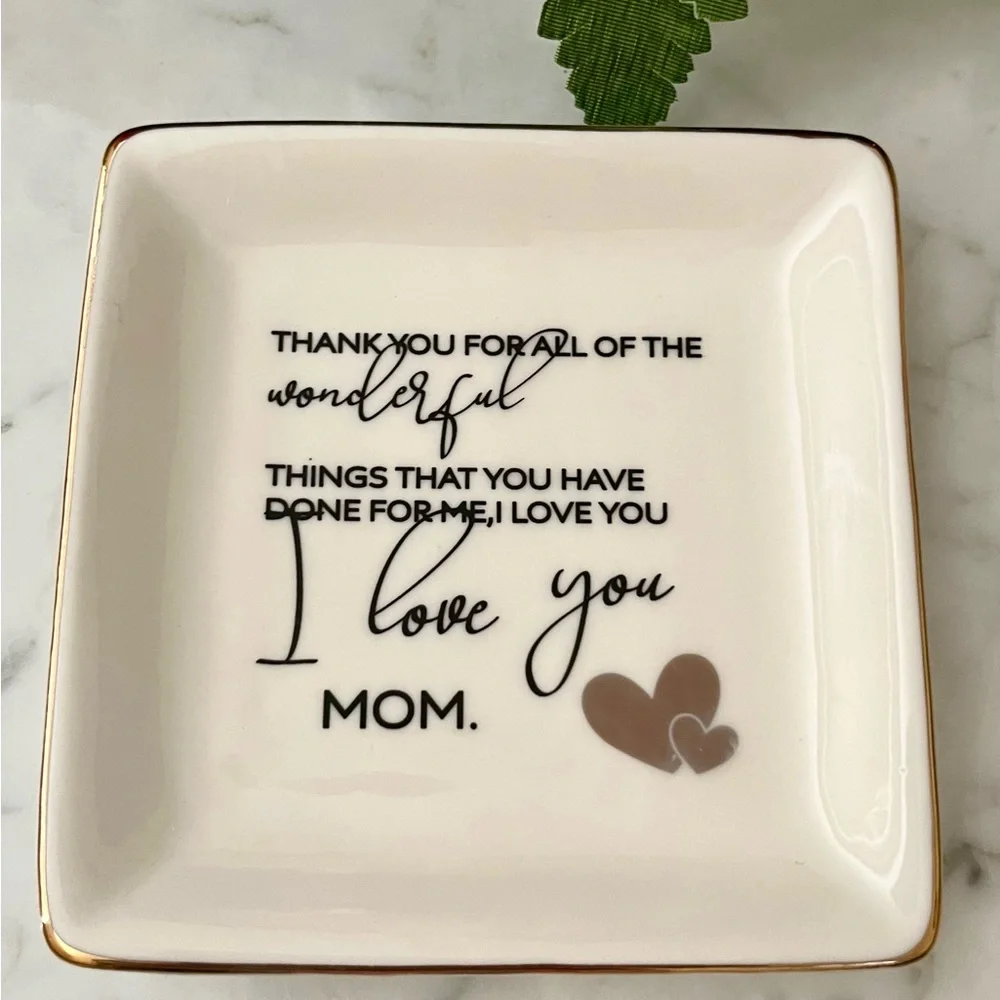 I Love You Mom Ceramic Ring Dish Decorative Trinket Plate